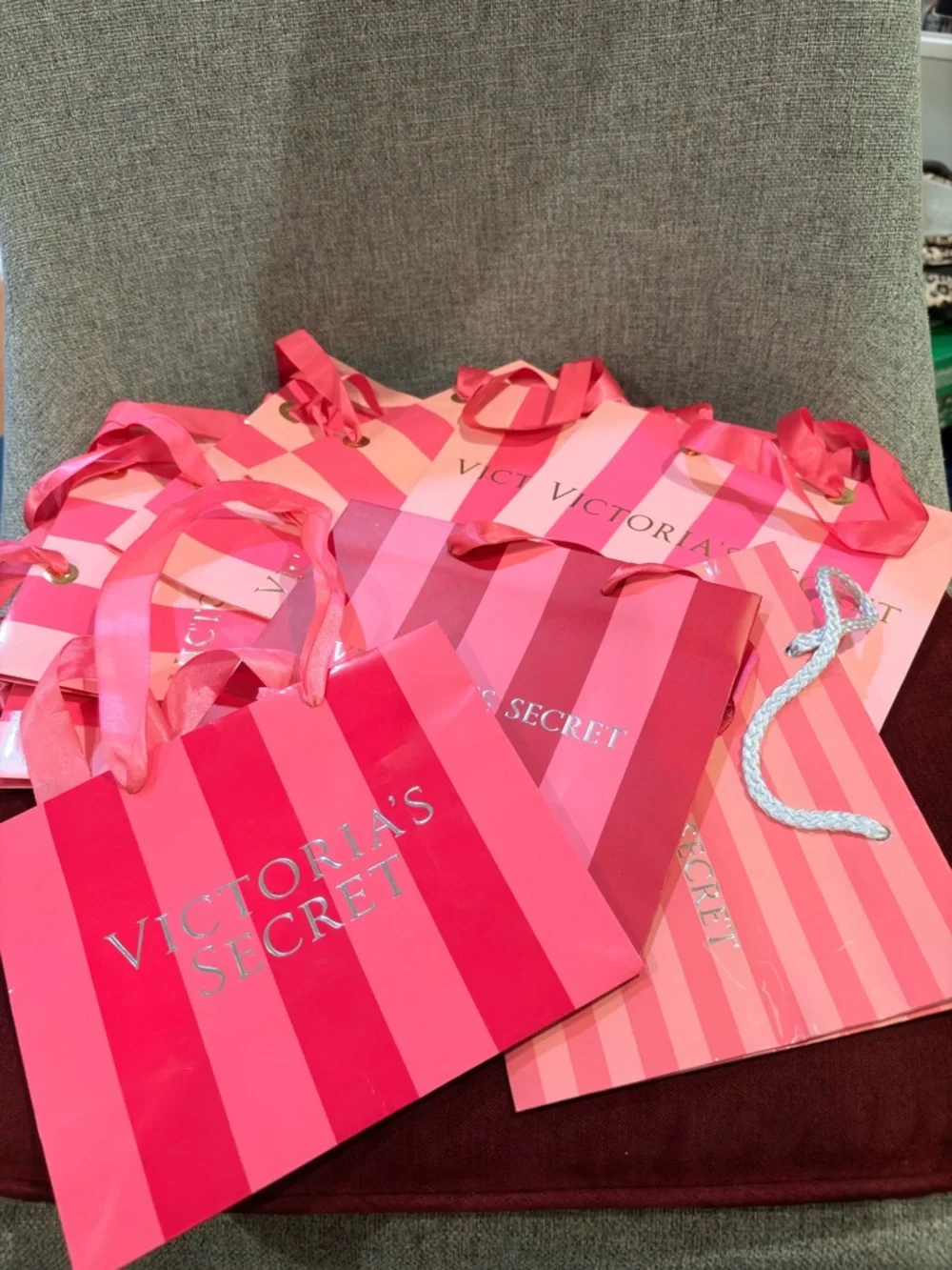 10 Victoria’s Secret Gift Bags-7.5”x6”x3.5”